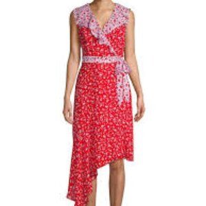 NWT Parker Jennifer Floral Dress asymmetrical midi dress flowers silk Size 4
